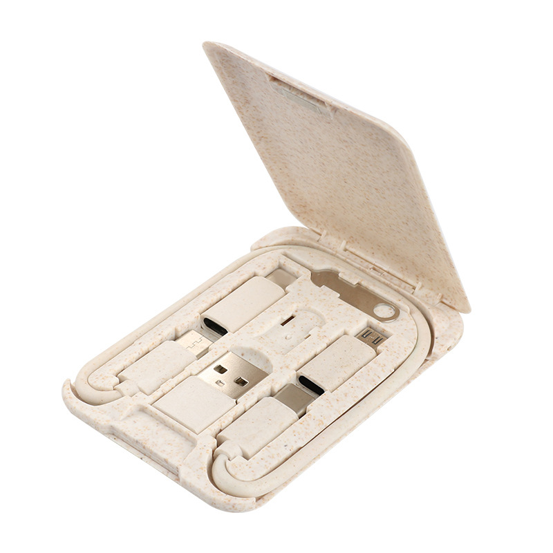 Wheat straw business card clip data cable